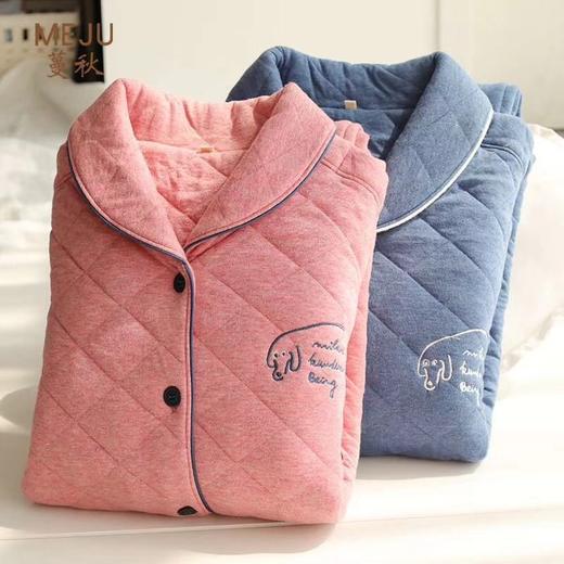 蔓秋MU6330 女士彩棉色纺加厚长袖长裤套装 商品图1