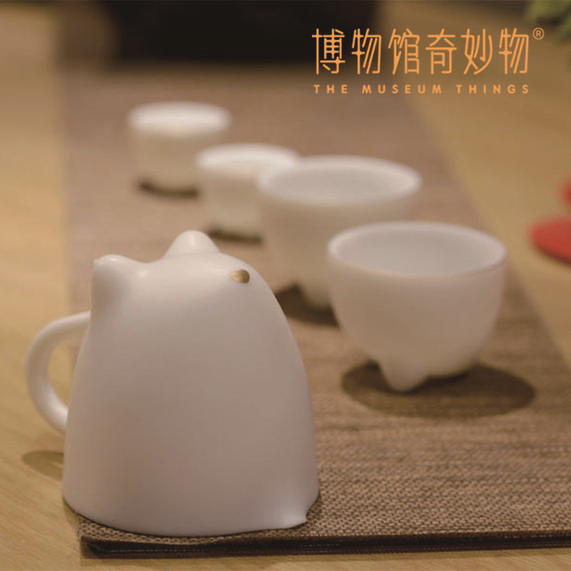 博物馆奇妙物 伍子茗春玉化白瓷茶具5件套礼盒
