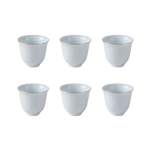 【茶杯/品茗杯】德化手工金线白瓷功夫茶具家用茶杯主人品茗杯个人杯 6个盒装 商品图5