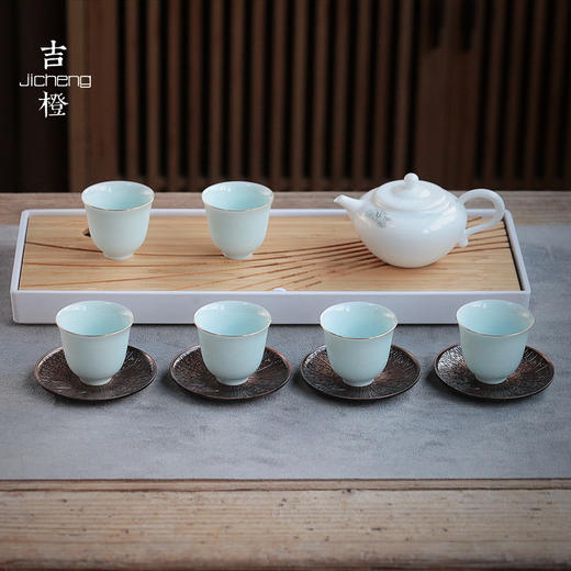【茶杯/品茗杯】德化手工金线白瓷功夫茶具家用茶杯主人品茗杯个人杯 6个盒装 商品图2