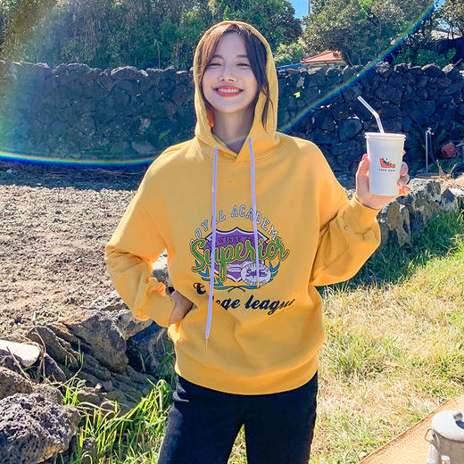范奎恩韩版大码女装上衣胖MM2020春款新款胖妹妹宽松显瘦加绒卫衣 商品图1