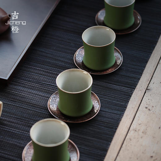 【茶杯/品茗杯】青竹品杯主人杯功夫茶杯陶瓷品茗杯小单杯手工杯垫套装品茶杯子 商品图2