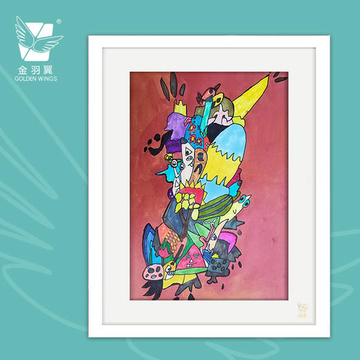 装饰画《寄生兽家庭》 金羽翼残障小艺术家手绘作品 复制画/原画 商品图0