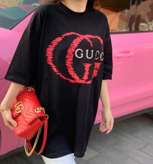 点此购买 GUCCI男女款斑驳烫钻短袖t恤 爷137767 商品图8