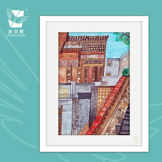 装饰画《片片砖瓦》 金羽翼残障小艺术家手绘作品 复制画/原画 商品图0