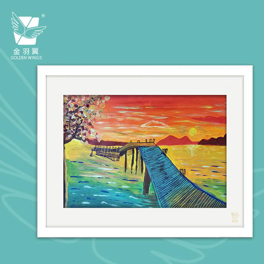 装饰画《五彩湖》 金羽翼残障小艺术家手绘作品 复制画/原画 商品图0