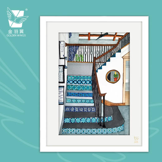 装饰画《我们的楼梯口》 金羽翼残障小艺术家手绘作品 复制画/原画 商品图0