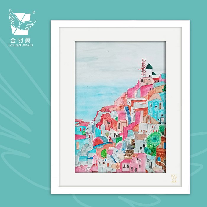 装饰画《静谧的圣托里尼》 金羽翼残障小艺术家手绘作品 复制画/原画
