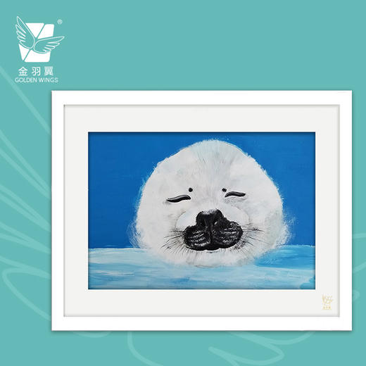 装饰画《暖暖的海豹》 金羽翼残障小艺术家手绘作品 复制画/原画 商品图0