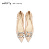 westory2019春夏镂空浅口西式婚鞋水钻方形扣平底女鞋W29AE50201 商品缩略图2