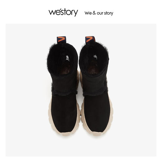 westory潮流运动底雪地靴女中筒加绒保暖鞋 2019冬新款W29DC80421 商品图1