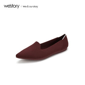 westory2019秋季新品平底尖头舒适浅口单鞋女优雅W29CE70461