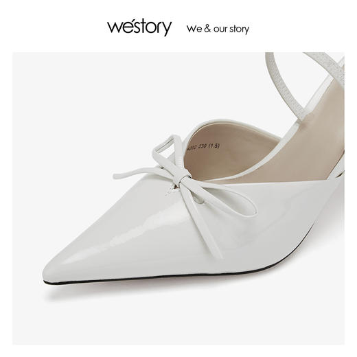 westory2019春夏新款纯色包头凉鞋仙女高跟白色尖头W29BH60242 商品图3