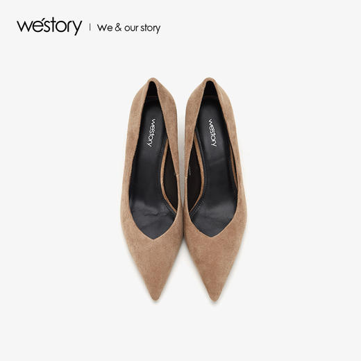 westory2019夏秋款新品复古尖头高跟鞋女细跟通勤简约W29CE70091 商品图3