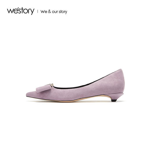 westory2019新款舒适平底单鞋女方形扣尖头优雅时尚W29AE50681 商品图2