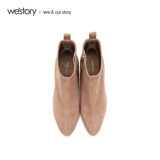 westory2018年秋季新款绒面短靴高跟尖头女鞋瘦瘦冬靴W284S80161 商品图2