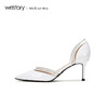 westory2019春夏新款西式婚鞋空鞋皮面尖头高跟鞋女W29AH50001 商品缩略图1