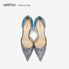 westory2019春夏水晶尖头高跟鞋女细跟拼色名媛风婚鞋W29AH50072 商品缩略图3