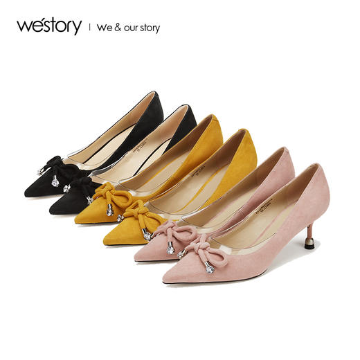 westory纯色浅口高跟鞋女2019春夏新款社交宴会单鞋W29AE50831 商品图3