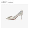 westory2020春季新品婚嫁水钻中式方扣尖头高跟鞋女W20AE51281 商品缩略图3