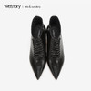 westory2018年秋季新款靴子软皮面粗跟尖头短筒靴子女W284S80561 商品缩略图2