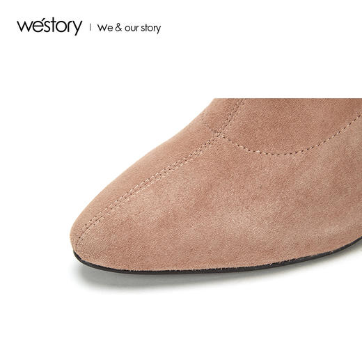 westory2018年秋季新款绒面短靴高跟尖头女鞋瘦瘦冬靴W284S80161 商品图3