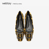 westory2019新款钻扣浅口单鞋女平底字母印花简约优雅W29AE50841 商品缩略图1