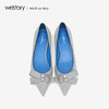 westory2019春夏蝴蝶结尖头单鞋优雅宴会中跟舒适女鞋W29AE50221 商品缩略图3