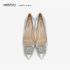 westory2019春季新款银色尖头高跟细跟西式婚鞋单鞋W29AE50621 商品缩略图1