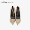 westory2019夏秋新品方扣尖头高跟鞋女蛇纹真皮优雅W29CE70241 商品缩略图2