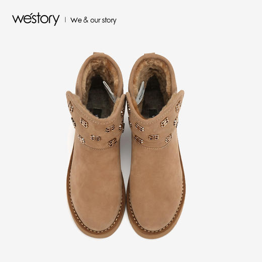 westory2018年新款冬季雪地靴厚底加绒绒面短靴冬靴女W284S81191 商品图1