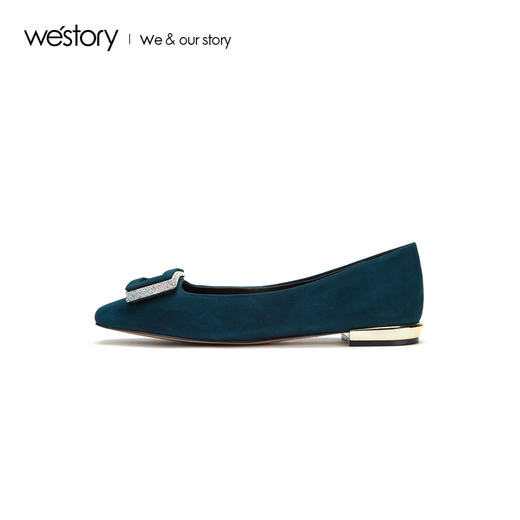 westory2019秋季新品浅口方扣平底单鞋女方头舒适优雅W29CE70041 商品图3