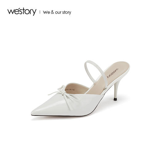 westory2019春夏新款纯色包头凉鞋仙女高跟白色尖头W29BH60242 商品图0