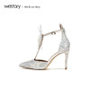 westory2019春夏新款高跟唯美白纱花朵新娘西式婚鞋W29AH50431 商品缩略图2