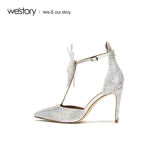 westory2019春夏新款高跟唯美白纱花朵新娘西式婚鞋W29AH50431 商品图2