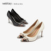 westory2019新款彩色蛇皮拼接尖头高跟鞋女细跟时尚W29AE50541 商品缩略图3