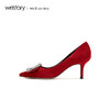 westory2019新品水晶钻扣婚鞋中式细跟优雅宴会高跟鞋W29CE70291 商品缩略图2