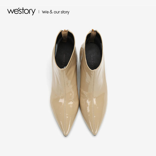 westory2018年秋季新款短靴皮面尖头短筒靴子女W284S80902 商品图1