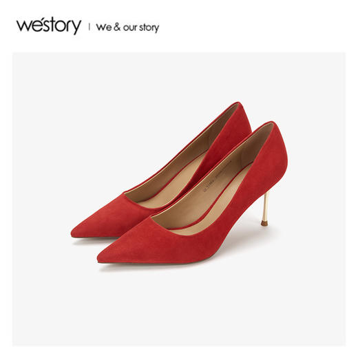 westory2020春季新品中式婚鞋尖头高跟鞋女细跟W20AE51501 商品图3