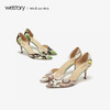 westory2019新款蛇皮纹透明拼接尖头高跟鞋女优雅气质W29AH50241 商品缩略图3