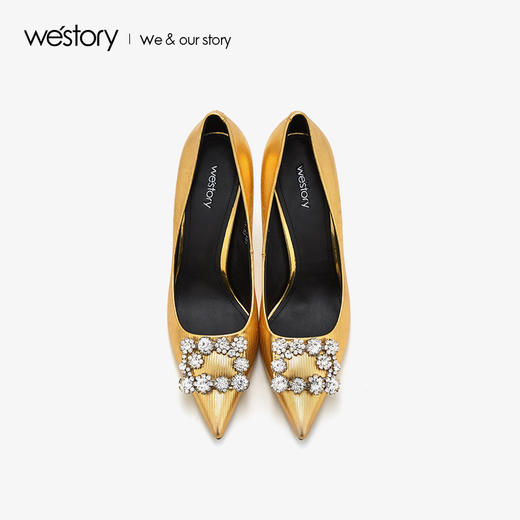 westory2019夏秋新品西式高跟鞋女尖头水钻优雅婚宴W29CE70171 商品图2