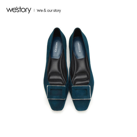westory2019秋季新品浅口方扣平底单鞋女方头舒适优雅W29CE70041 商品图2