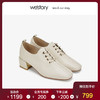 westory2019秋季新品方头复古优雅中高粗跟皮鞋女优雅W29CM70081 商品缩略图1