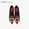 westory2019新品水晶钻扣婚鞋中式细跟优雅宴会高跟鞋W29CE70291 商品缩略图1