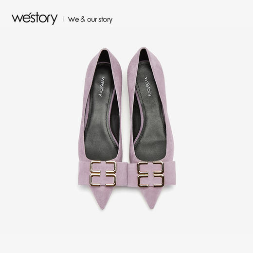 westory2019新款舒适平底单鞋女方形扣尖头优雅时尚W29AE50681 商品图1