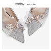 westory2019春季新款浅口尖头单鞋高跟水晶蝴蝶结唯美W29AE50811 商品缩略图3