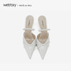 westory2019春夏新款纯色包头凉鞋仙女高跟白色尖头W29BH60242 商品缩略图1