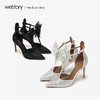 westory2019春夏新款高跟唯美白纱花朵新娘西式婚鞋W29AH50431 商品缩略图3