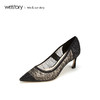 westory2019春夏新款优雅蕾丝尖头高跟鞋女细跟黑色W29AE50421 商品缩略图0