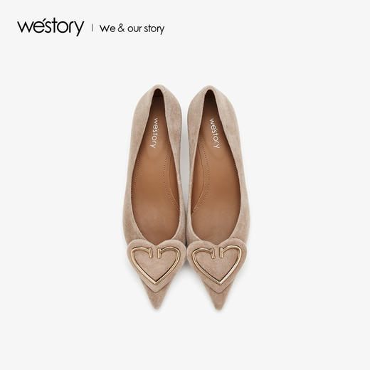 westory2019秋季新品优雅心形高跟鞋女小猫跟休闲气质W29CE70161 商品图1